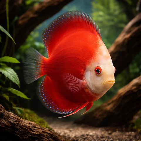DISCUS RED VALENTINE *Symphysodon aequifasciatus* 3" - Aquarists Across Canada